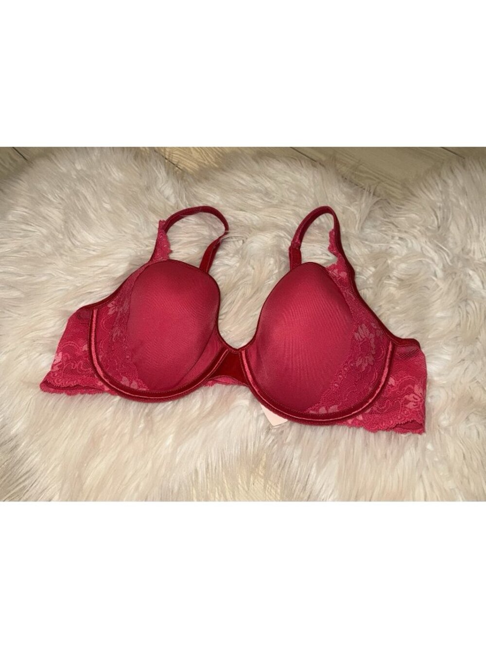 Vtg Victorias Secret Angels Pink Label Lined Demi Bra Lace Womens 38C Pink New